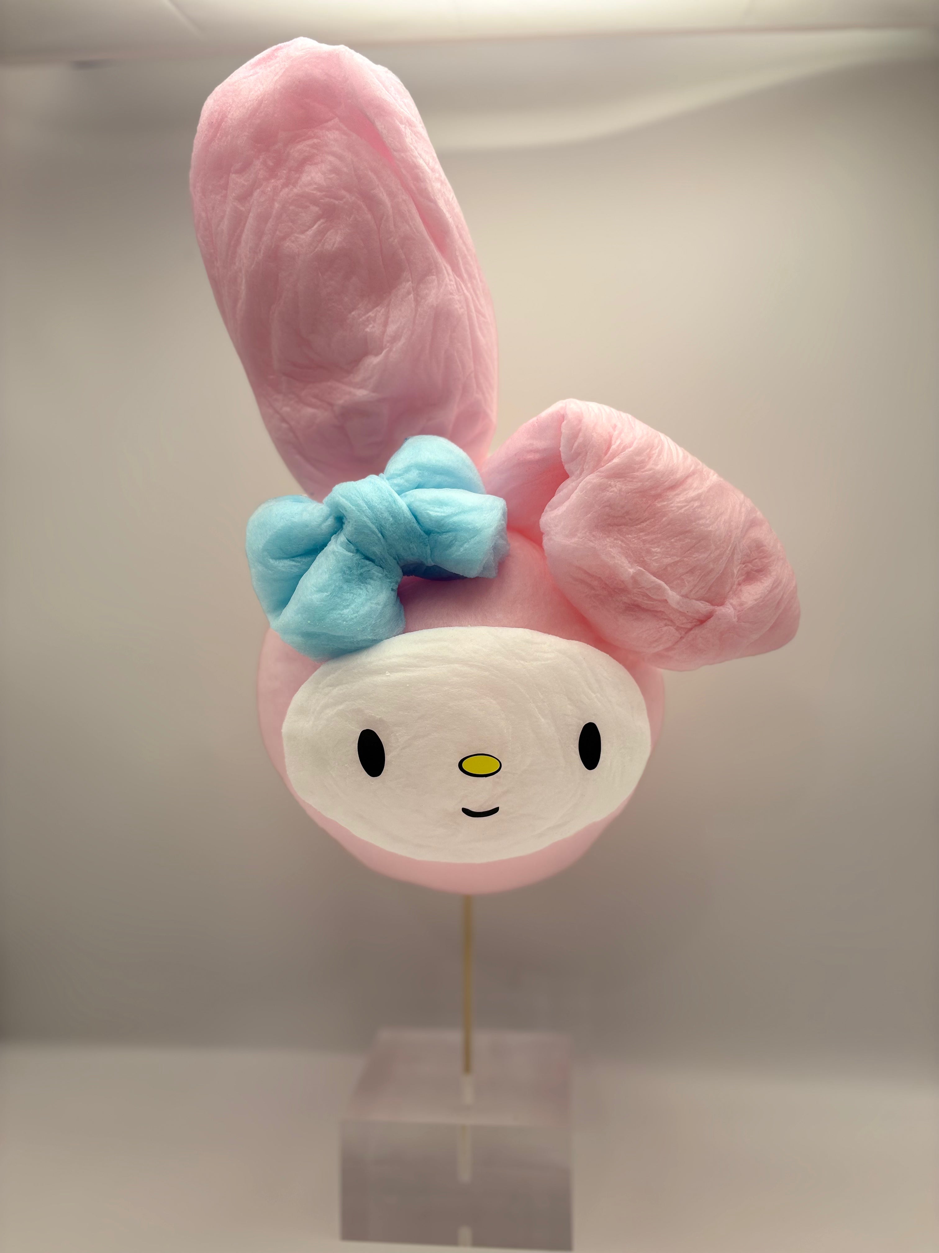 Pink Bunny with Blue Bow Cotton Candy